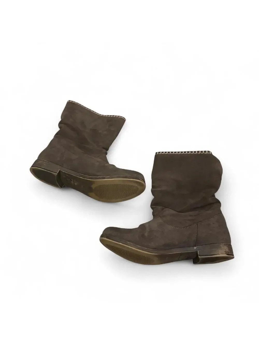 Coolway Spain Brown Suede Slouch Stitch Detail Boots EU38/US7.5